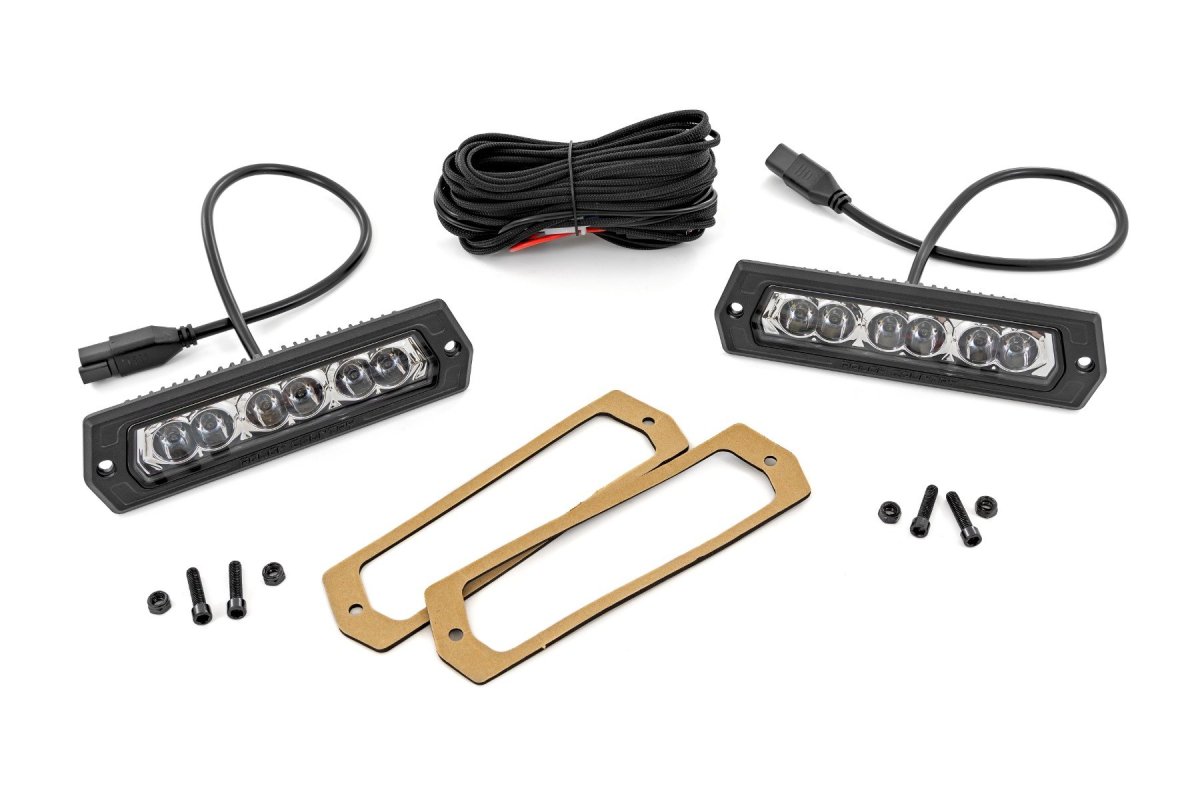 LED Lights - Front - Rough Country - 6 Inch Chrome Series, Flush Mount - Chrome